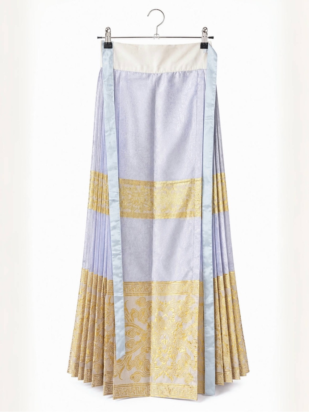 Lavender & Gold Hanfu Mamianqun | Traditional Chinese Skirt | Pleated Maxi Skirt